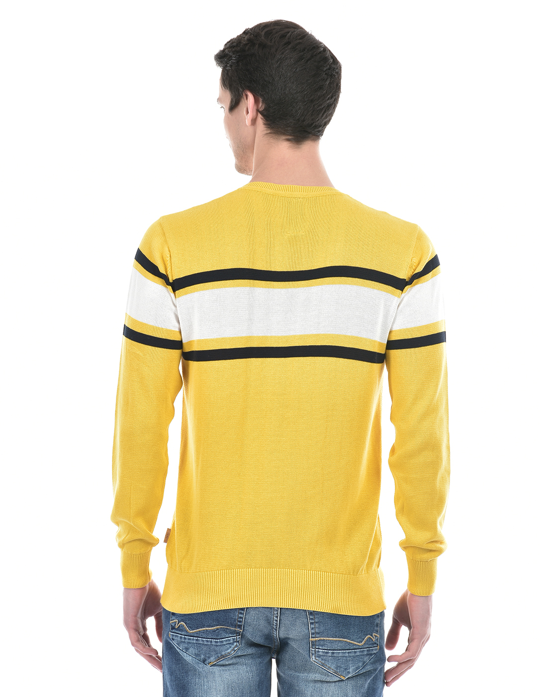 Numero Uno Men Striped Yellow Sweater